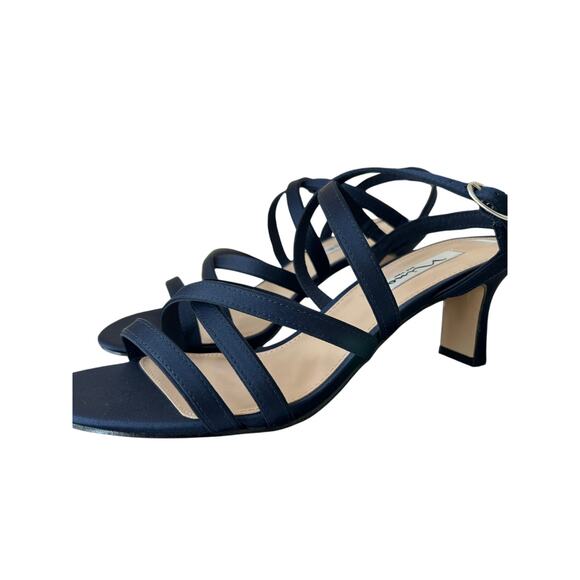 NINA Genaya Women’s New Navy Luster Heels with Adjustable Ankle Strap Size 9.5 M - Picture 2 of 9